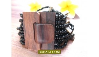 Natural Wooden Buckle Bracelets Beads Shells